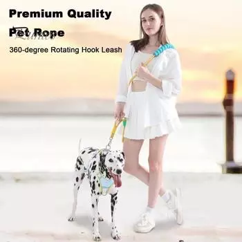 Поводок для собаки с мягкой ручкой, регулируемая петля, тяговая веревка, вращающийся на 360 градусов крючок, поводок для выгула собаки оранжевый