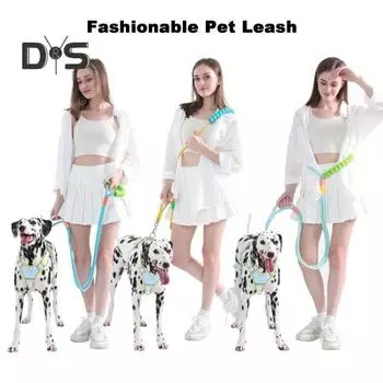 Поводок для собаки с мягкой ручкой, регулируемая петля, тяговая веревка, вращающийся на 360 градусов крючок, поводок для выгула собаки синий