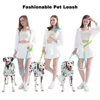 Поводок для собаки с мягкой ручкой, регулируемая петля, тяговая веревка, вращающийся на 360 градусов крючок, поводок для выгула собаки фиолетовый