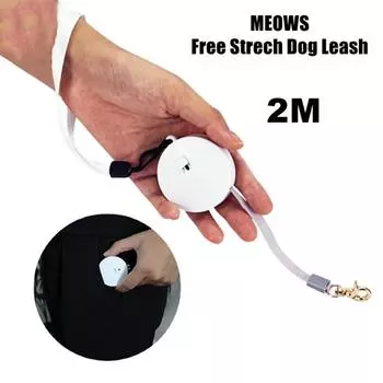Поводок-рулетка для собак длиной 2 м, миниатюрный, карманный, с регулируемым металлическим карабином для щенков и котят размера S/M, автоматический поводок для домашних животных