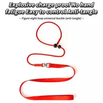 Поводок с ошейником для собак, веревка для домашних животных, тренировочный поводок для собак, прочная сверхмощная нейлоновая веревка, регулируемый поворотный шарнир чёрный