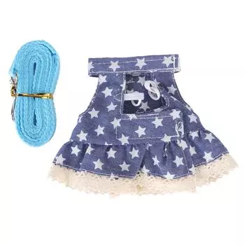 Поводок-шлейка для кролика, симпатичный, с синей звездой, регулируемый, мягкий, для маленьких питомцев, набор поводков для хомяков и хорьков M