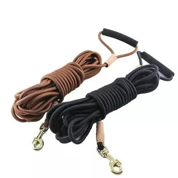 Поводок-веревка для дрессировки собак, шнур для проверки собак, легкий, маленький, средний, поводки для отслеживания собак, черный, красный, длинный поводок для собак чёрный