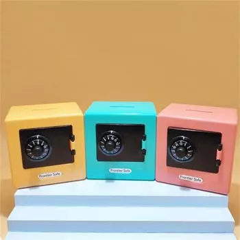 Поворот пароля Копилка Кодовый замок Мини Копилки Сохранение монет Банкноты Наличные Копилка Депозитный сейф Детский подарок синий