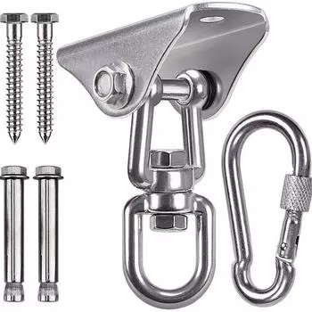 Поворотные вешалки, поворотные крючки из нержавеющей стали, поворотное крепление для качелей, карабины для наборов качелей на крыльце, тяжелое кресло-гамак, шелковые ремни для йоги 1 pack hanger
