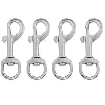 Поворотный крючок с ушком, карабин, односторонний зажим для флага, для крепления поводка и ошейника для домашних животных и других многоцелевых целей (2,75 дюйма, 4 шт. в упаковке)