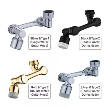 Поворотный на 1080 градусов удлинитель для смесителя с 2 режимами распыления, вращающийся удлинитель для раковины, брызгозащищенный смеситель Type 2 серебряный