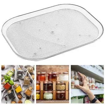 Поворотный органайзер Lazy Susan для холодильника, вращающийся на 360 градусов, прямоугольный стеллаж для хранения, прозрачный поворотный стеллаж для кухонного шкафа
