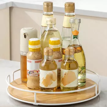 Поворотный поднос кухонный органайзер многоцелевой вращающийся подставка для хранения приправ для бара белый