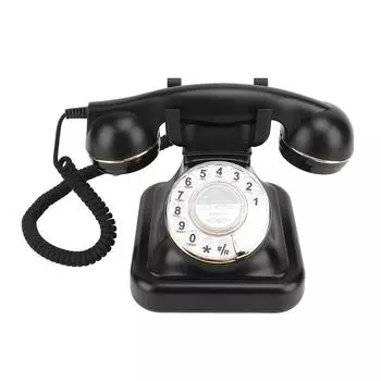 Поворотный ретро телефон с регулируемой громкостью, винтажный проводной телефон, стационарный телефон для дома чёрный