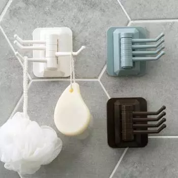 Поворотный самоклеящийся настенный безрельсовый крючок для кухни, ванной, двери, вешалка для полотенец белый