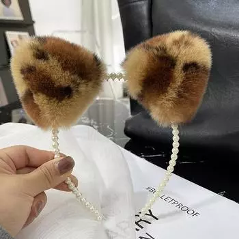 Повязка для волос для мытья лица, настоящая кроличья шерсть рекс, повязка для волос с кошачьими ушками, сетка, красная повязка для волос, милый плюшевый головной убор для родителей и детей, заколка для волос для девочек