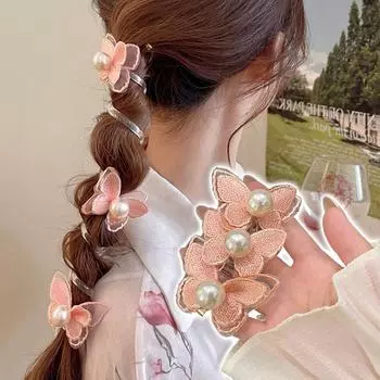 Повязка для волос из телефонной проволоки с жемчужной бабочкой, темпераментная резинка для волос с пузырьками, высокоэластичный конский хвост, головной убор, аксессуары для волос зелёный