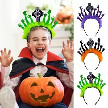 Повязка для волос на Хэллоуин, уникальный аксессуар для костюма, головной убор для вечеринок, косплей оранжевый/чёрный