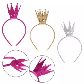 Повязка для волос с блестящей короной для девочек, головные уборы с блестками для девочек, аксессуары для волос на свадьбу, день рождения золотой