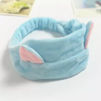 Повязка для волос с кошачьими ушками, милая и симпатичная повязка на голову, средство для мытья лица, аксессуары для волос, повязка на голову, головной убор, женский. небесно-голубой
