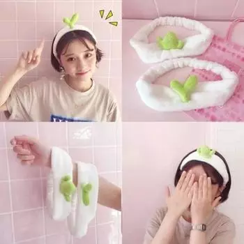 Повязка для волос с ростками фасоли и кактуса