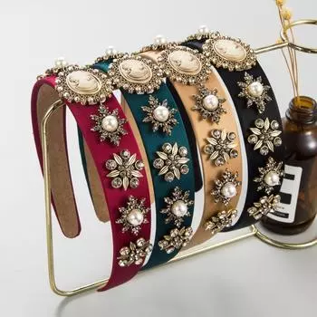 Повязка для волос в стиле барокко, винтажная повязка на голову с кристаллами и жемчугом, женская высококачественная обруч для красоты, обруч для волос OneSize красный