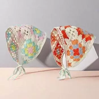 Повязка для волос, женский вязаный полый треугольный шарф, женская милая повязка на голову