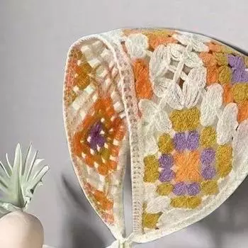 Повязка для волос, женский вязаный полый треугольный шарф, женская милая повязка на голову