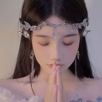 Повязка на голову, аксессуары для волос, головной убор Mori, женский фотографический темперамент, эльфийская корона, подвеска для бровей, женский этнический стиль, украшение на лоб