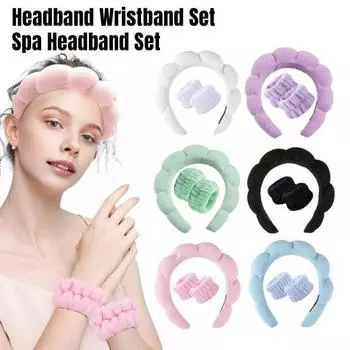 Повязка на голову браслет водопоглощающая повязка для мытья лица СПА мягкая повязка для волос эластичная повязка на запястье розовый