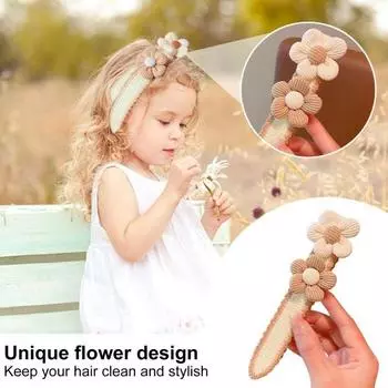 Повязка на голову для девочек с цветочным бантом, декор, безопасная лента-застежка, детская повязка для волос, головные уборы, аксессуары для волос, подарок на день рождения D