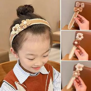 Повязка на голову для девочек с цветочным бантом, декор, безопасная лента-застежка, детская повязка для волос, головные уборы, аксессуары для волос, подарок на день рождения D