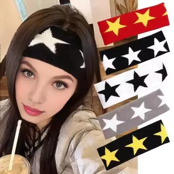 Повязка на голову для йоги износостойкая нескользящая супер мягкая пятиконечная звезда с узором унисекс повязка на голову аксессуары для волос красный