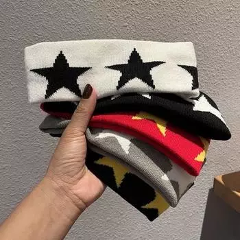 Повязка на голову для йоги износостойкая нескользящая супер мягкая пятиконечная звезда с узором унисекс повязка на голову аксессуары для волос серый