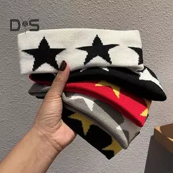 Повязка на голову для йоги износостойкая нескользящая супер мягкая пятиконечная звезда с узором унисекс повязка на голову аксессуары для волос красный