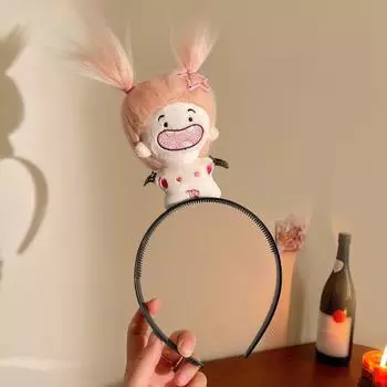 Повязка на голову для куклы из хлопка с 2 зажимами, легкая плюшевая кукольная повязка с защитой от скольжения розовый