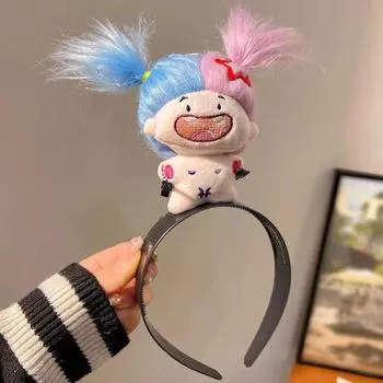 Повязка на голову для куклы из хлопка с 2 зажимами, легкая плюшевая кукольная повязка на голову, нескользящая, мягкая кукольная петля для волос, женские аксессуары для волос, головные уборы фиолетовый