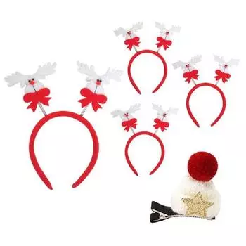 Повязка на голову для куклы Рудольфа, 4 предмета + меховая шапка, рождественская заколка