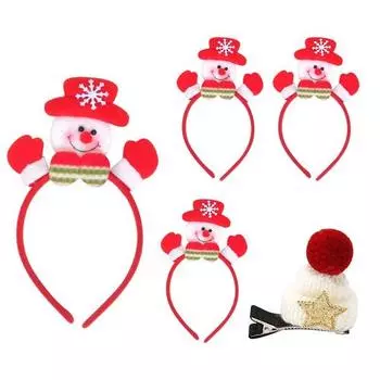 Повязка на голову для куклы-снеговика в виде 4 предметов + меховая шапка Рождественская заколка для волос