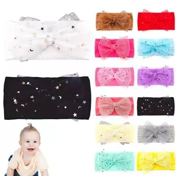 Повязка на голову для младенцев с широкими полями, универсальная тканевая декоративная повязка на голову для малышей, аксессуары для малышей серый