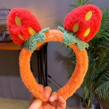 Повязка на голову для мытья лица для женщин, аксессуары для волос, милые мультяшные плюшевые повязки на голову с фруктами и клубникой, повязка для волос, бархатная повязка на голову для макияжа синий