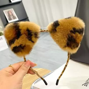 Повязка на голову для мытья лица, Шерсть кролика чжурчжэнь-рекс, Аксессуар для волос с кошачьими ушками, Интернет-красный, Милая плюшевая повязка на голову, Повязка на голову с заколкой для девочек, Повязка на голову