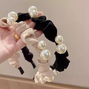 Повязка на голову для мытья лица, головной убор, повязка на голову в корейском стиле, аксессуары для волос, жемчужный обруч для волос, женская повязка на голову