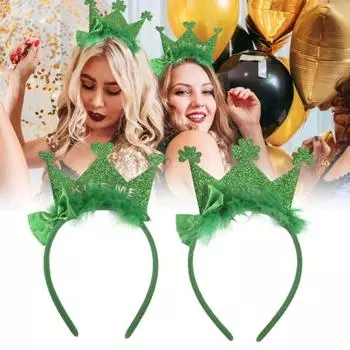 Повязка на голову для вечеринки с нежным бантом, милый реквизит для косплея на Национальный день Ирландии зелёный