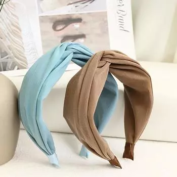 Повязка на голову для волос, однотонная, простая повязка для волос с крестообразным узлом, женские модные аксессуары 17*7cm