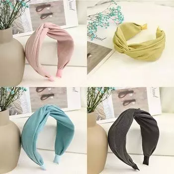 Повязка на голову для волос, однотонная, простая повязка для волос с крестообразным узлом, женские модные аксессуары 17*7cm