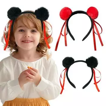 Повязка на голову для взрослых, плюшевая повязка на голову с декором из ленты, праздничный косплей, головной убор для девочек, праздничный костюм, подарок