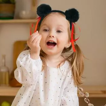 Повязка на голову для взрослых, плюшевая повязка на голову с декором из ленты, праздничный косплей, головной убор для девочек, праздничный костюм, подарок