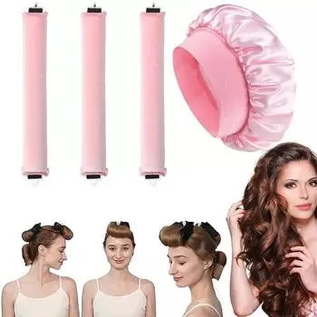 Повязка на голову для завивки волос без нагрева, поролоновая лента без нагрева с шапочкой для сна для душа, ленивые бигуди для сна, бигуди из шелковой ленты