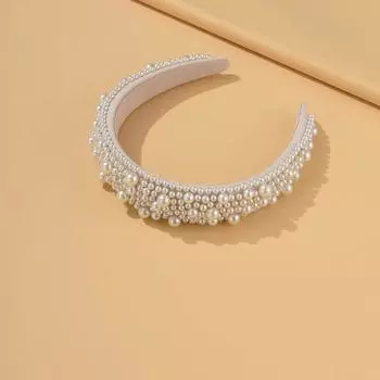 Повязка на голову для женщин Свадебные свадебные аксессуары для волос Ручной работы Широкий обруч для волос Головной убор для девочек Свадебные украшения Белый жемчуг Single code