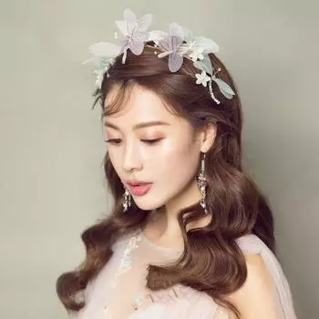 Повязка на голову фотография украшение прозрачный корейский головной убор женский обруч для волос стрекоза повязка на голову синий/фиолетовый