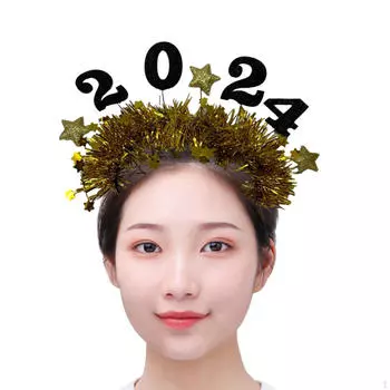 Повязка на голову Happy Year, украшение для женщин и девочек, блестящие звездочки, блестки, повязки для волос золотой