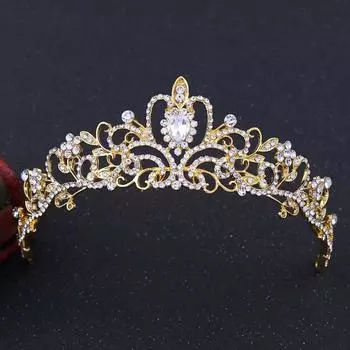 Повязка на голову из цинкового сплава для девочек, свадебная корона, свадебные украшения, женская тиара, свадебный головной убор в корейском стиле золотой
