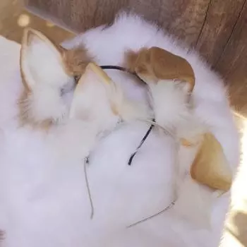 Повязка на голову из искусственного меха лисы с ушками щенка в плюшевом стиле для ролевых игр, переодевания, ручной работы, реквизит для косплея